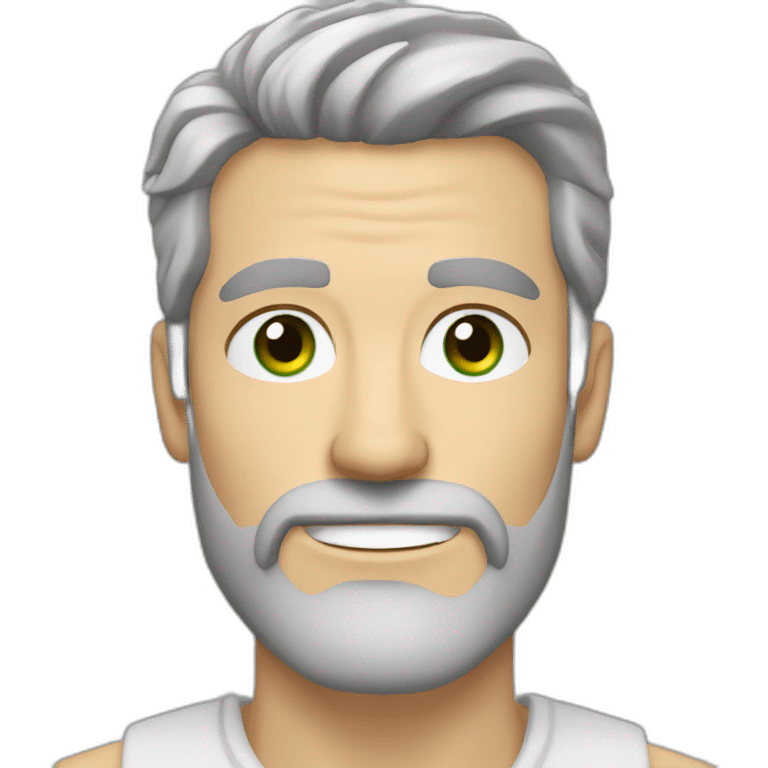 White guy green eyes brown beard grey hair at the temples emoji