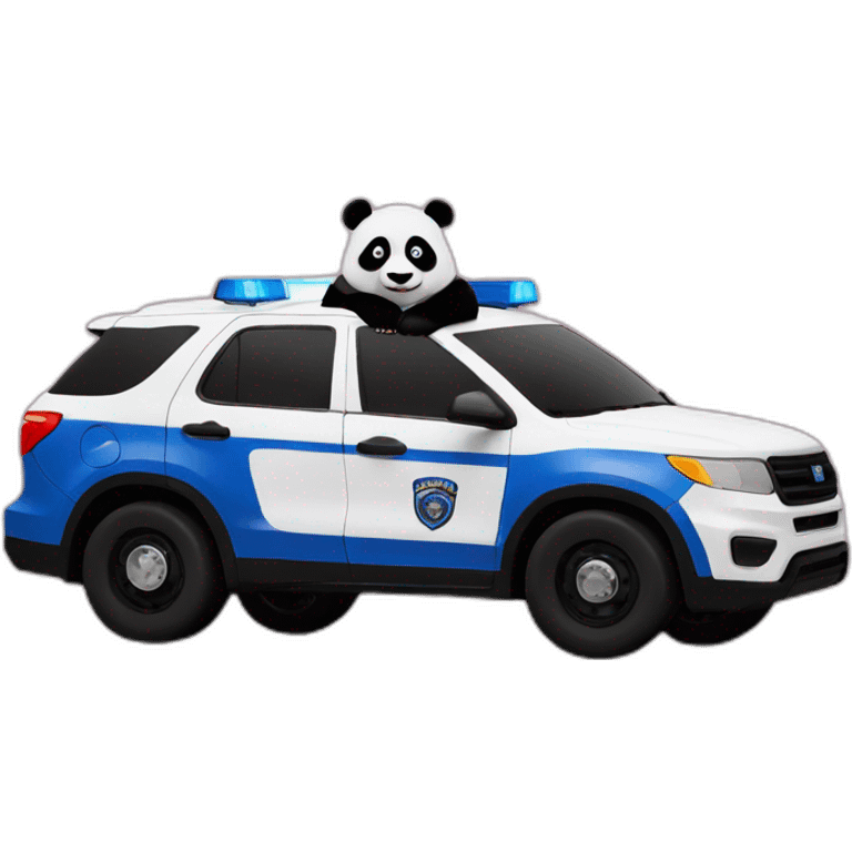 panda standing next to a police car emoji