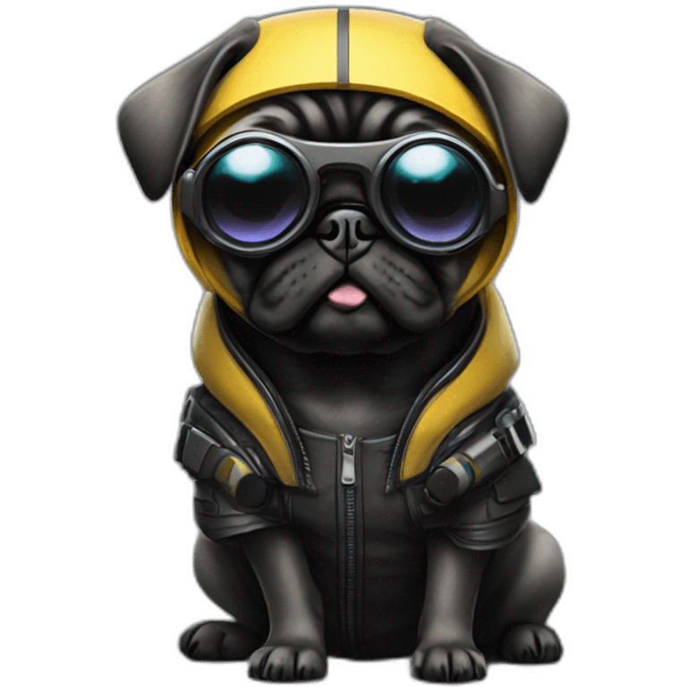 pug with black sunglasses and wearing a cyberpunk suit emoji