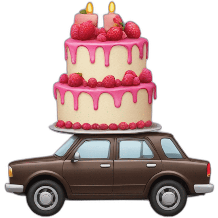 car carrying cake emoji