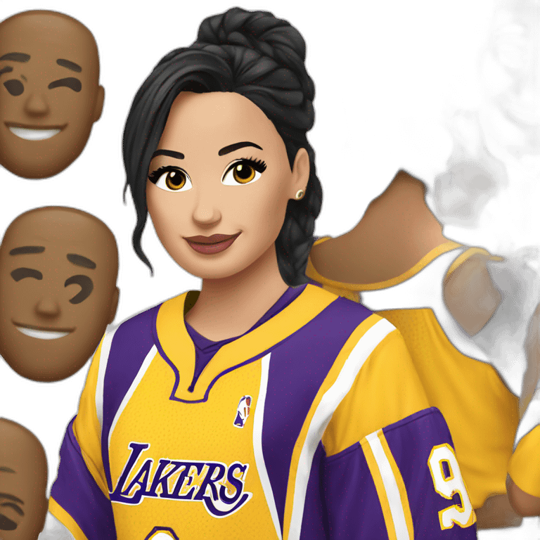 demi lovato with yellow lakers jersey emoji