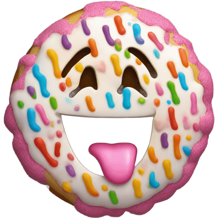 Emoji with tongue out covered in icing emoji