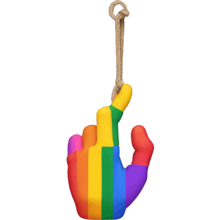 Hanging hand from right with lgbt colors emoji