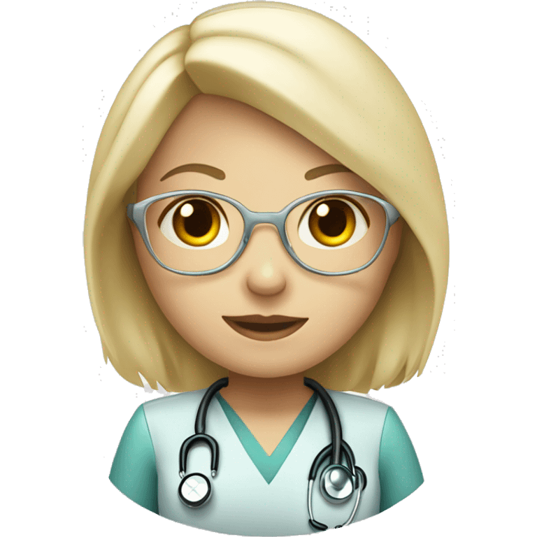 Light blonde female medical doctor with a fringe and a stethoscope emoji