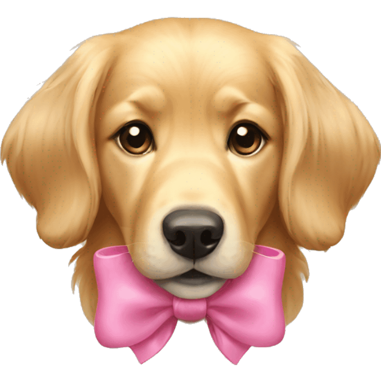 golden retriver female with a pink bow emoji