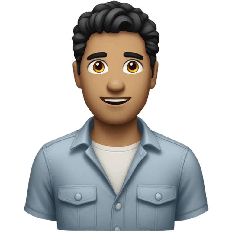 man with white skin and black hair, wear casual shirt  emoji