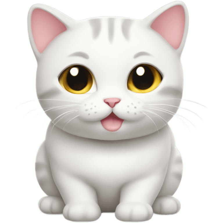 cute chubby kitty white  emoji