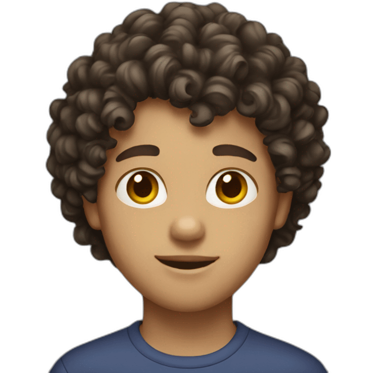 brunette boy with curly hair emoji