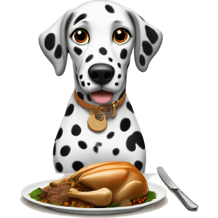 Dalmatian eating Thanksgiving dinner emoji