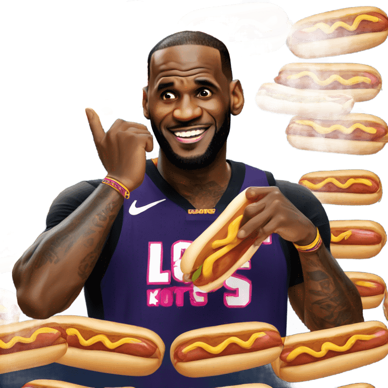 LeBron James eating hot dog emoji