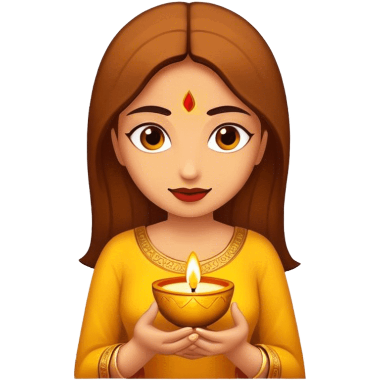 woman with diya emoji