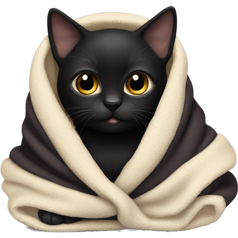 black kitten in a blanket emoji