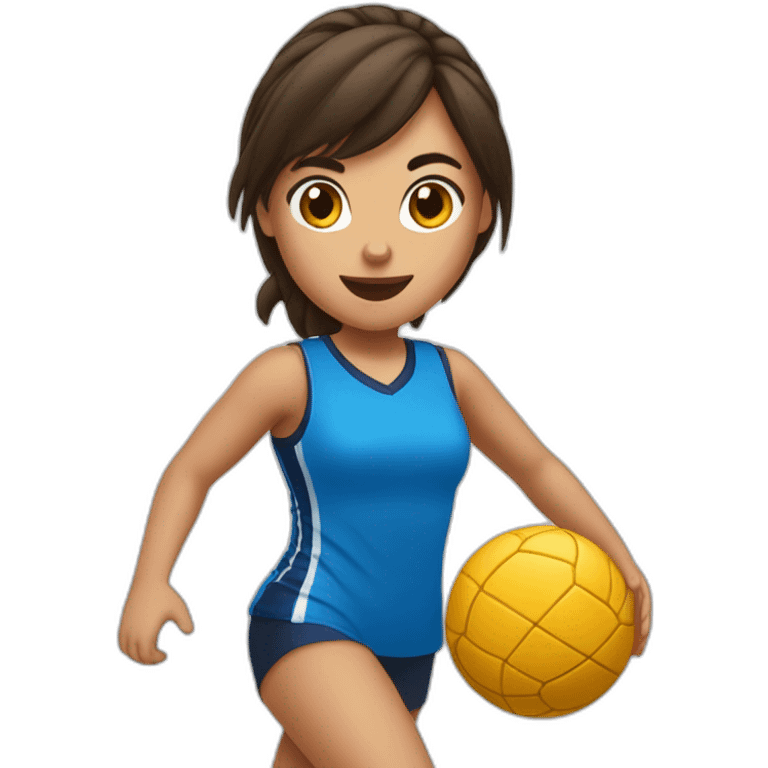 Une fille brune fait du handball emoji