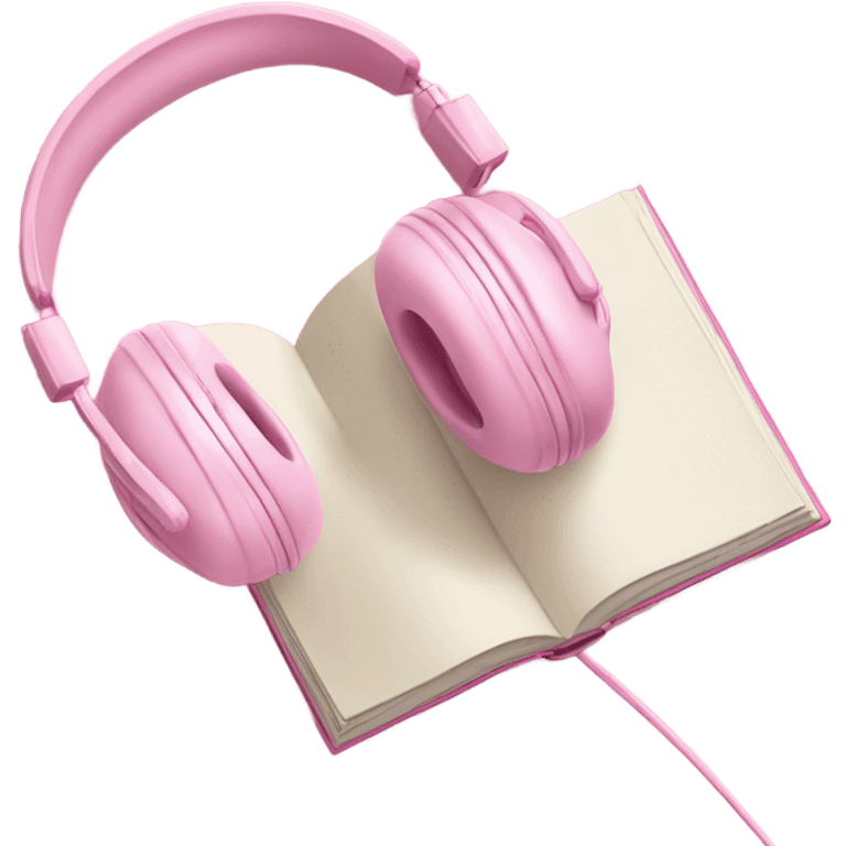 Pastel pink headphones with a pastel pink open book emoji