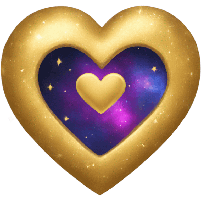 Gold cosmic heart emoji