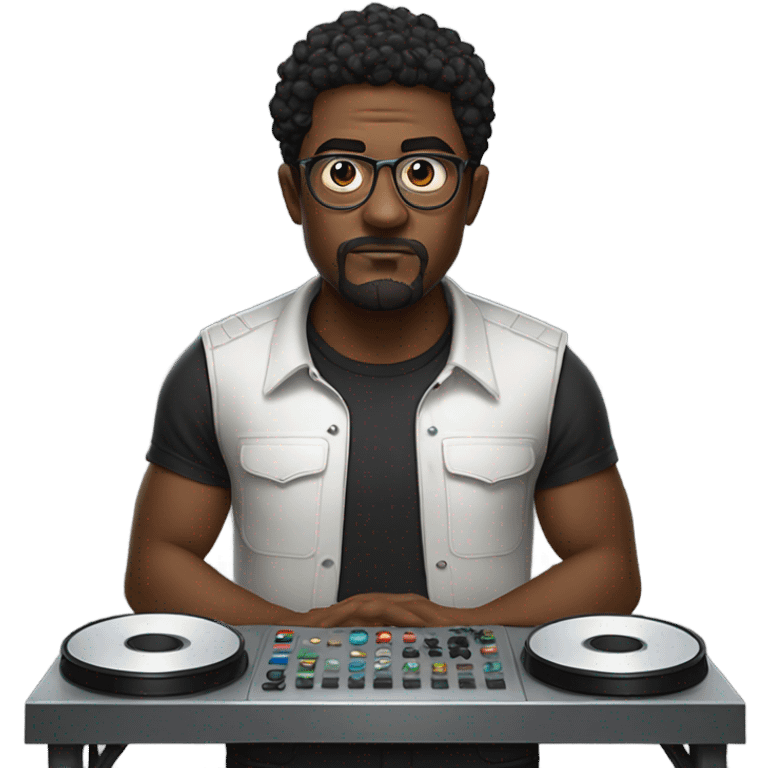 A beatmaker men with a 16-pad drum machine emoji  emoji