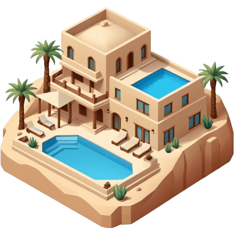 Isometric desert villa resort with pool, southwestern-style emoji