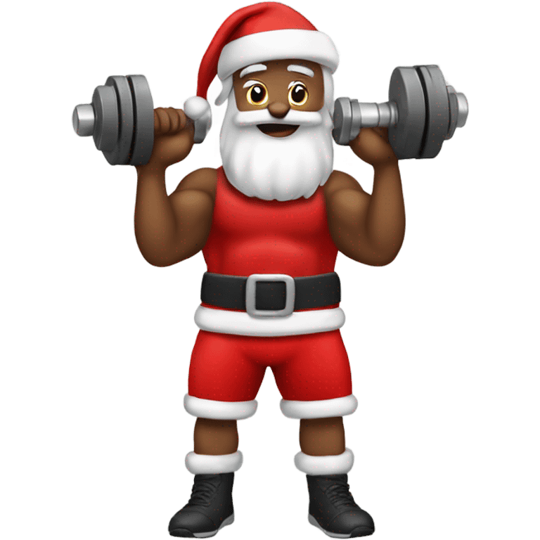 Santa working out with dumbbells  emoji