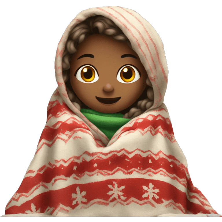 Girl with Christmas blanket  emoji