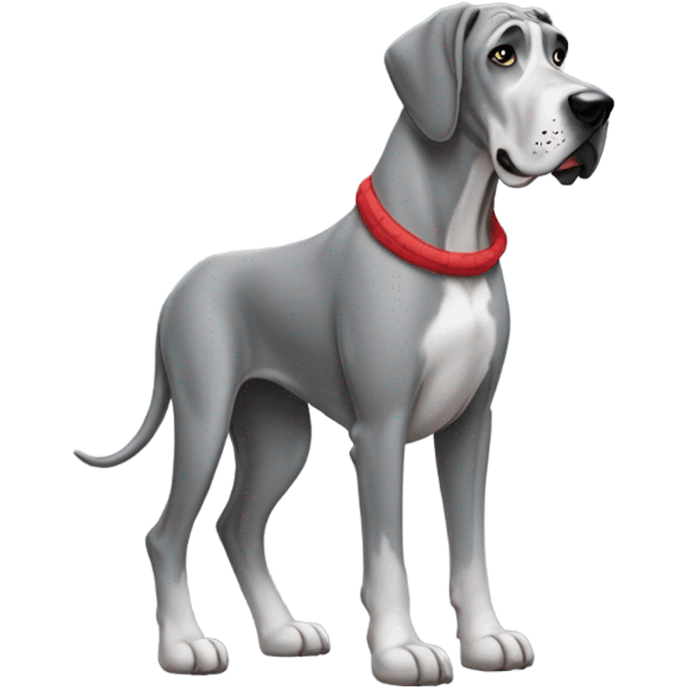 Grey great dane with human winter coat emoji