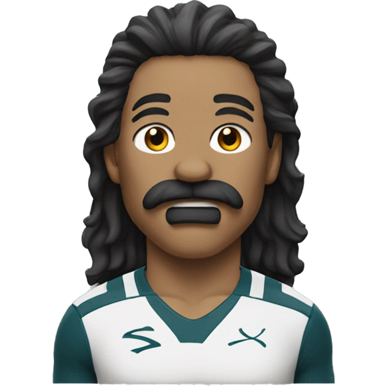 white athlete with a mustache and a mullet yelling  emoji