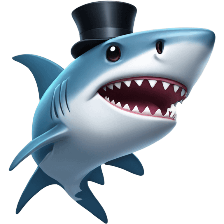 Shark with a top hat emoji