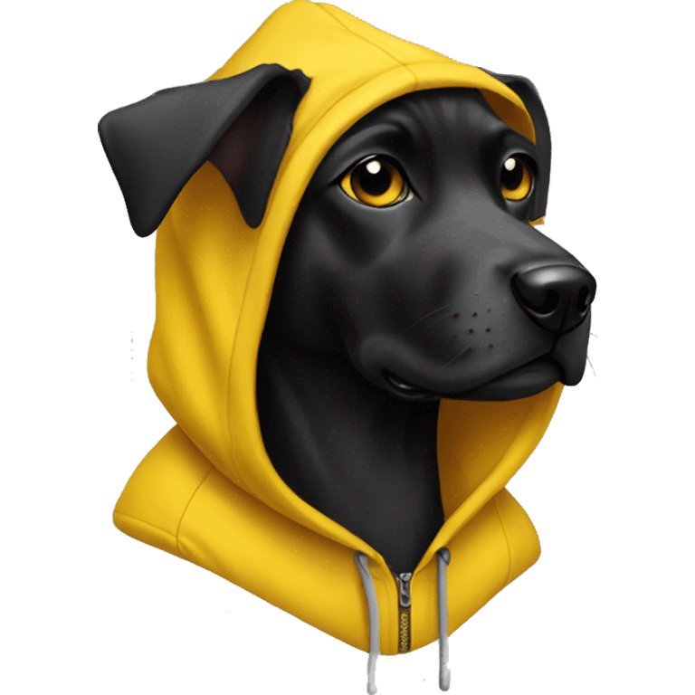 black tine dog with yellow hoodie emoji