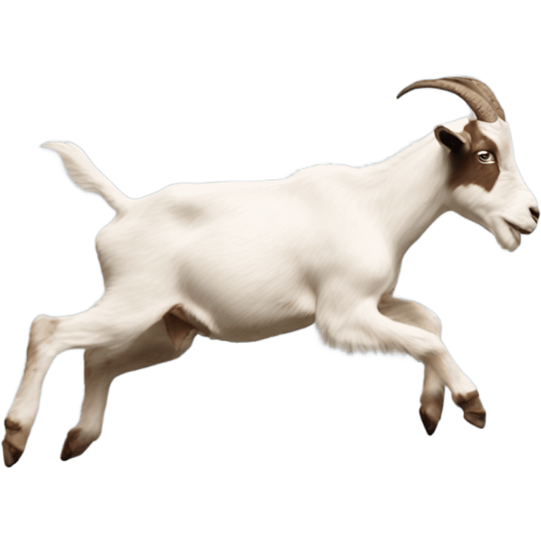 Goat jumping on a goat without horns emoji