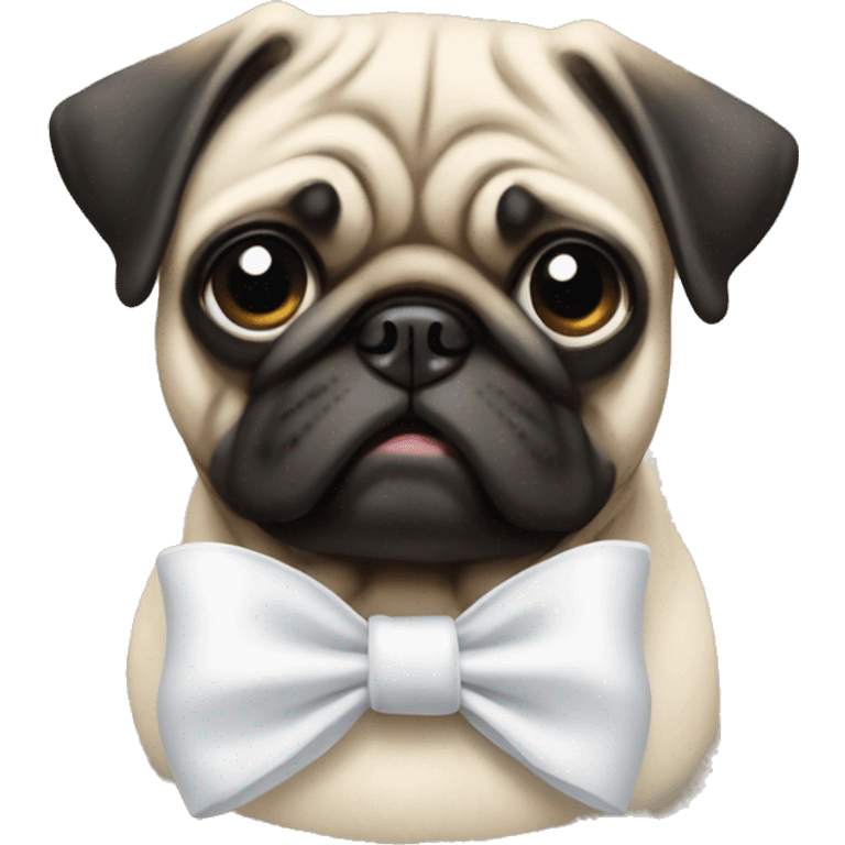 Pug with a white bow emoji