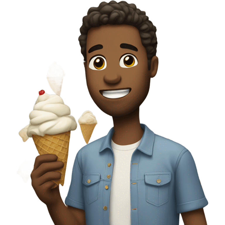 Josh eating ice cream emoji