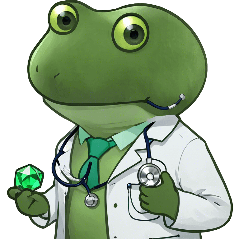 doctor bufo holding a green gem emoji