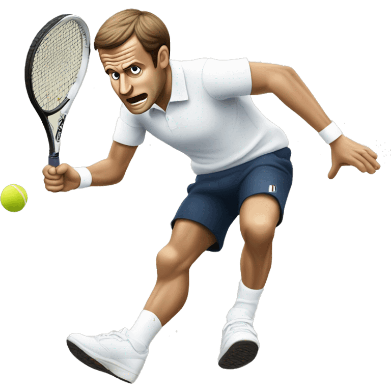 Emmanuel Macron faisant du tennis emoji