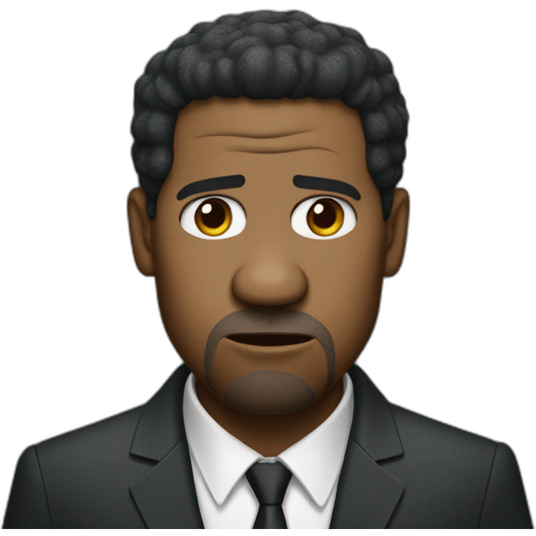 actor Denzel Washington angry cartoon wearing suit emoji