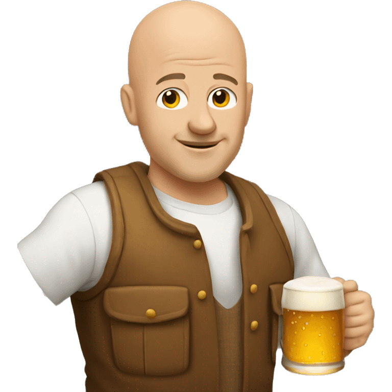 bald guy with beer emoji