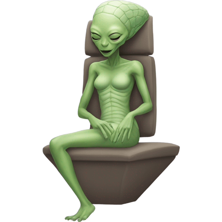 a Reptilian alien woman, full body, sleeping emoji