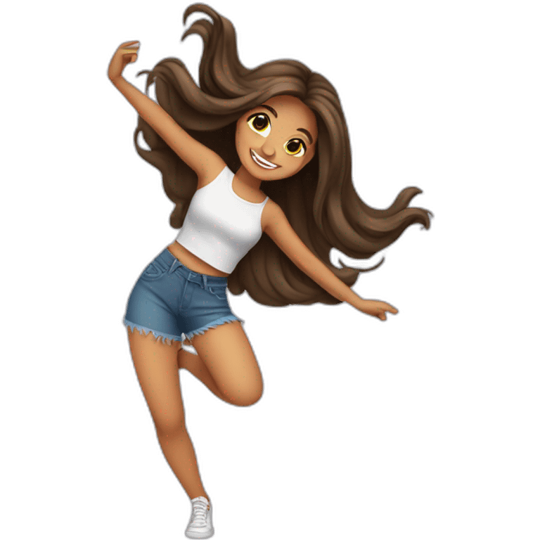 cute latina girl with long hair dancing emoji