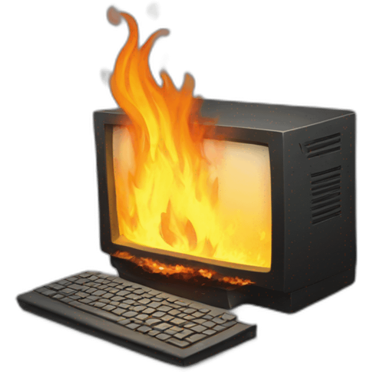 Computer burning emoji