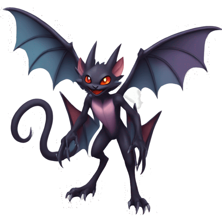  Kawaii Edgy Cool Vampiric Demonic Beautiful Noivern-Nargacuga-Litten with big Bat Ears full body emoji