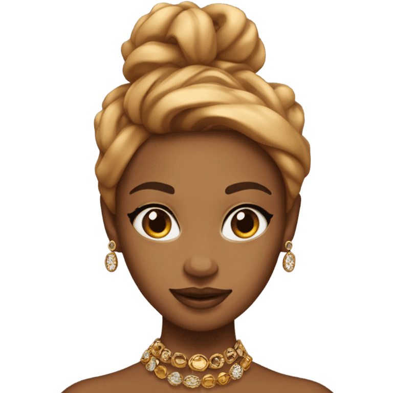 Caramel skinned beauty with jewelry emoji