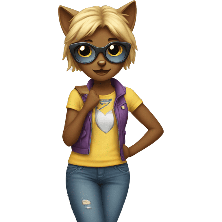 super cool girl cat emoji