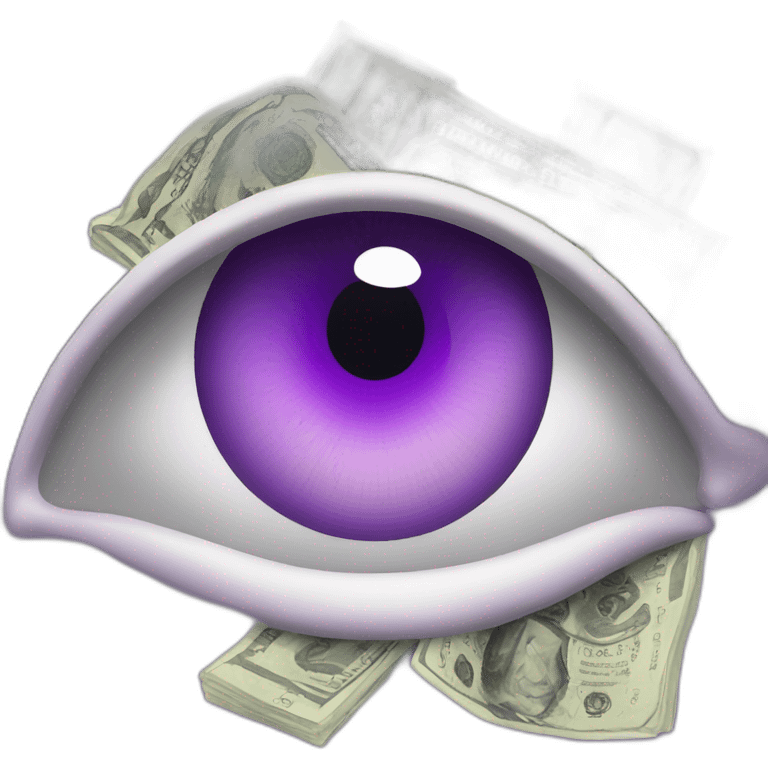 purple eye looking at money emoji