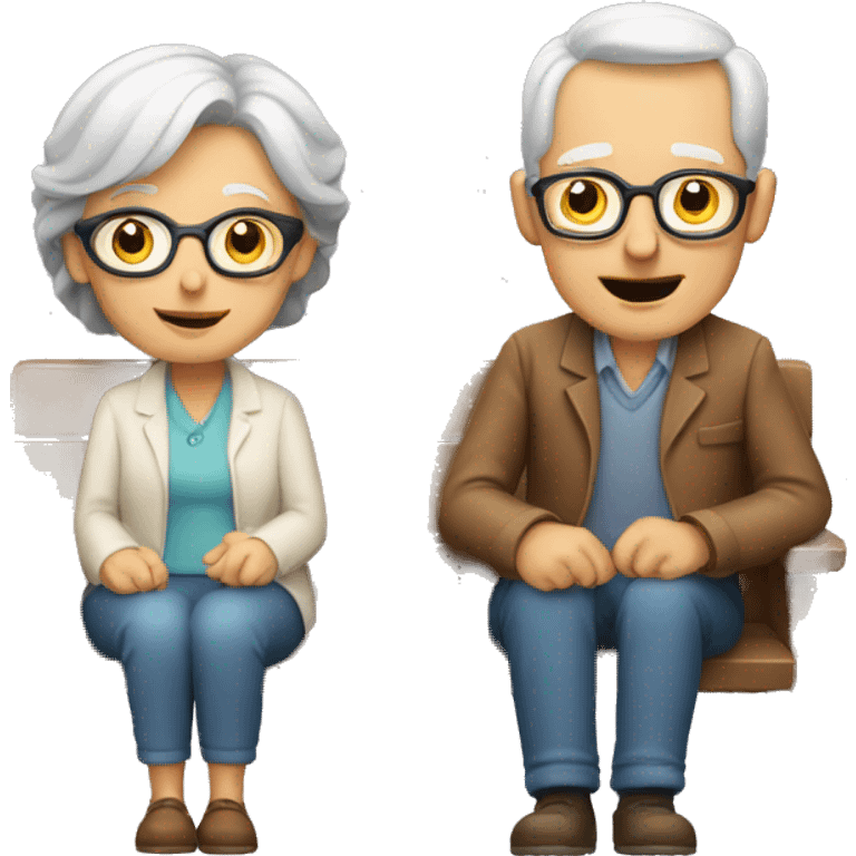 Older couple sitting on lap facing emoji