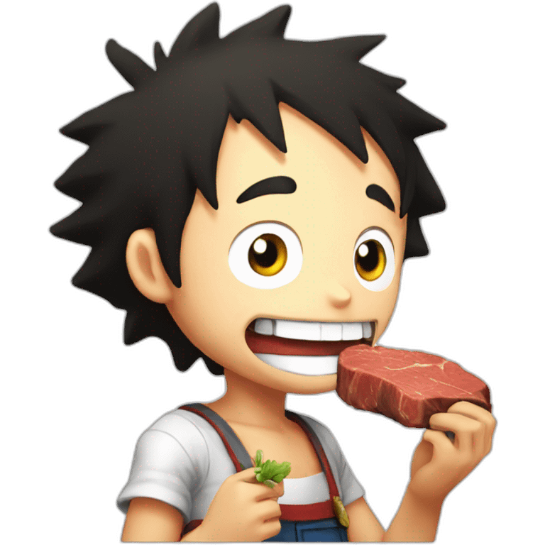 Luffy eat a steak emoji