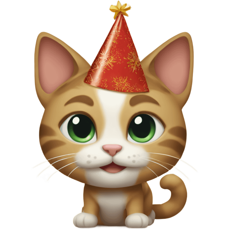 cat celebrating new year’s emoji