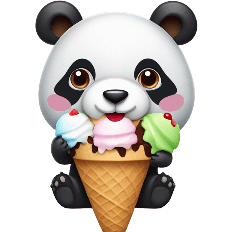 Panda aesthetic eating ice cream emoji