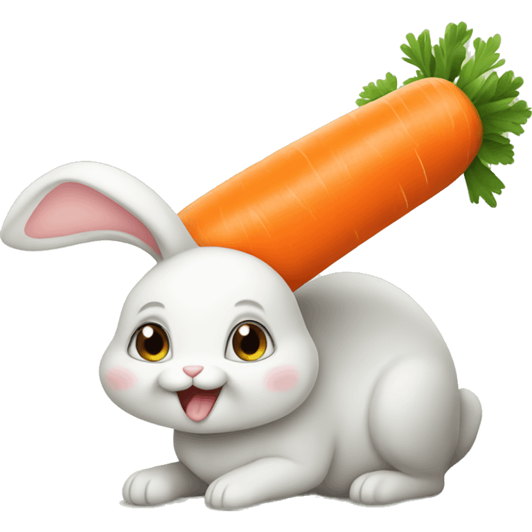 Cute bunny eating a carrot emoji