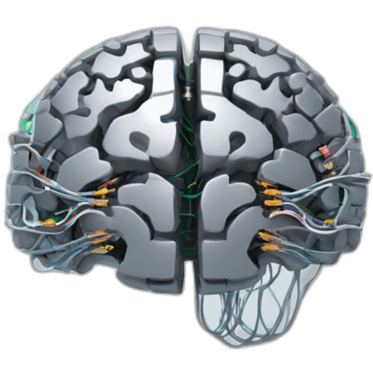 metal computer brain with wires emoji