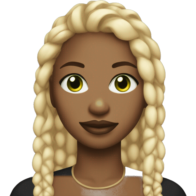 black woman blonde cornrows green almond eyes full lips emoji