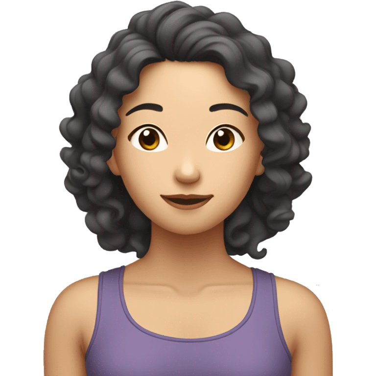 long curly hair asian doing yoga emoji