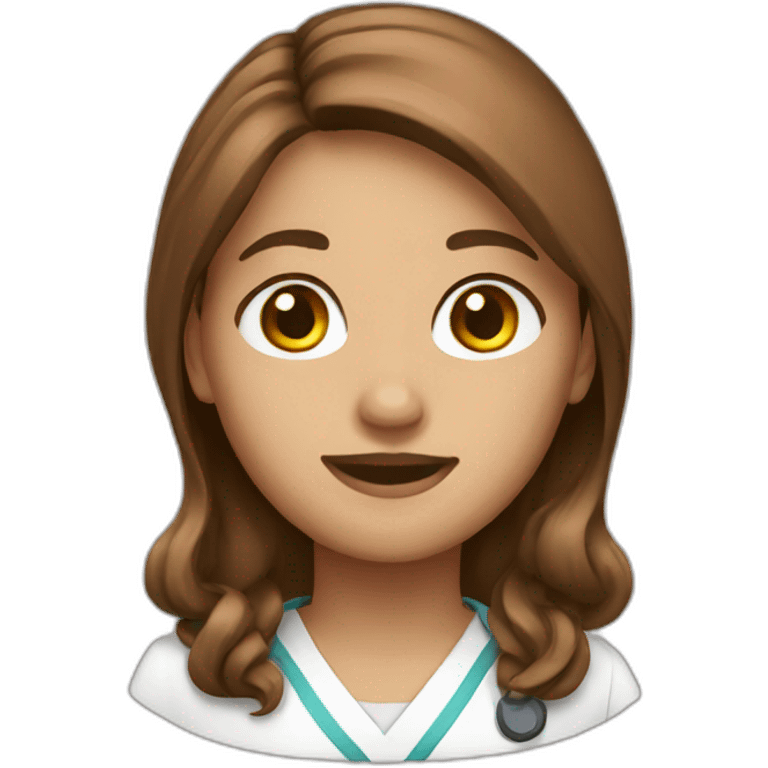 Nurse brown long hair emoji